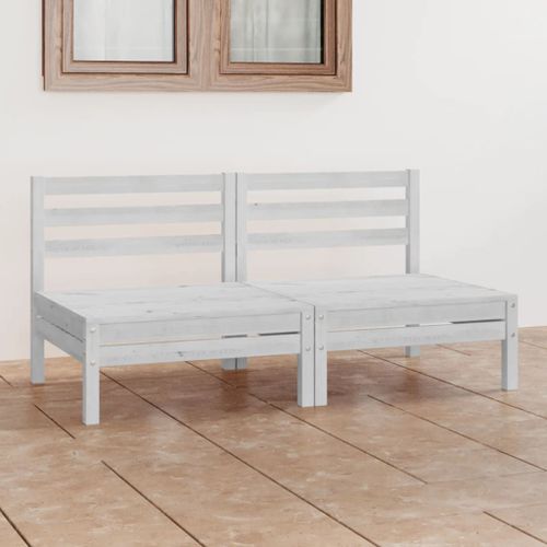 Prolenta Premium - Canapé À 2 Places De Jardin Blanc Bois De Pin Solide