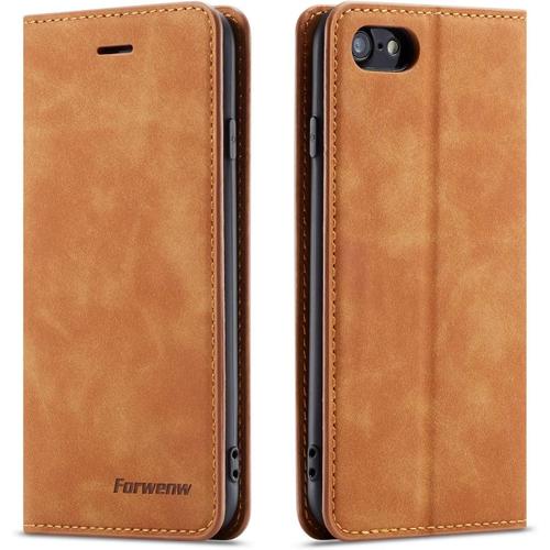 Coque Pour Iphone 7/8/Iphone Se 2020/Se 2022, Tenphone Etui Protection Housse Premium Pu En Cuir Livre Cover Antichoc Magnétique Portefeuille (Jaune)