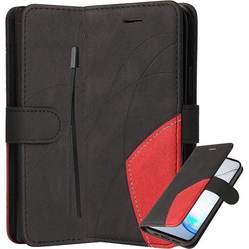 Housse Coque Pour Xiaomi Redmi Note 8 Pro, Étui Redmi Note 8 Pro Housse En Cuir Portefeuille Avec Fentes Pour Cartes Et Fermeture Magnétique, Silicone Souple Etui Pour Xiaomi Note 8 Pro, Noir