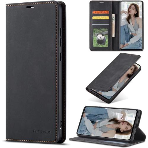 Coque Pour Huawei P20 Pro, Tenphone Etui Protection Housse Premium Pu En Cuir Livre Cover Antichoc Magnétique Portefeuille (Noir)