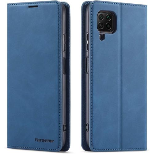 Coque Pour Huawei P40 Lite, Tenphone Etui Protection Housse Premium Pu En Cuir Livre Cover Antichoc Magnétique Portefeuille (Bleu)