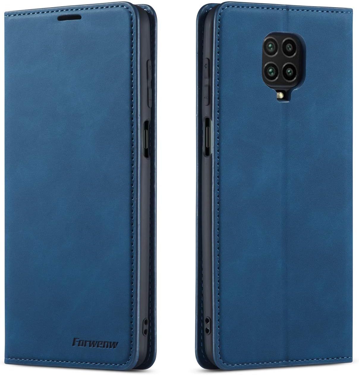 Coque Pour Xiaomi Redmi Note 9s/9 Pro Max, Tenphone Etui Protection Housse Premium Pu En Cuir Livre Cover Antichoc Magnétique Portefeuille (Bleu)