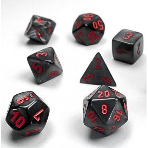 Lot De 7 Dés - Velvet Black With Red Chessex