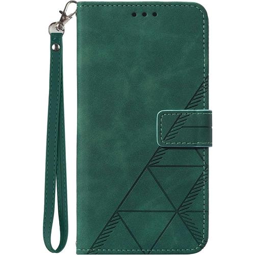 Pochette Pour Téléphone En Cuir Premium Compatible Avec Samsung Galaxy A42 5g,Coque Antichoc Étanche Clapet Housse Fine Solidité Élégante Portefeuille Etui,Vert Foncé