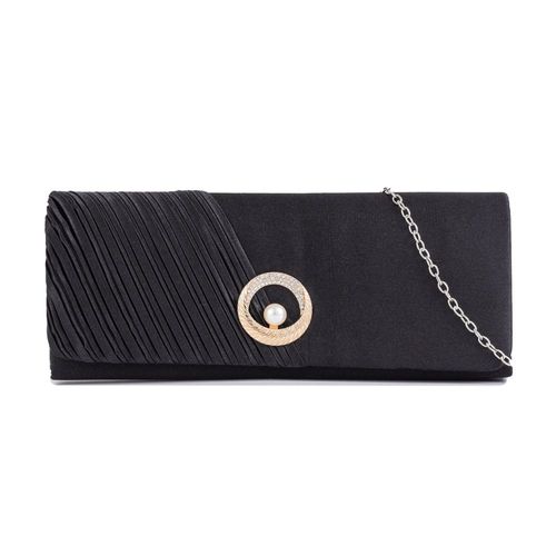 Satin satin nacré femmes sac nouveau sac à main plissé sac banquet noir