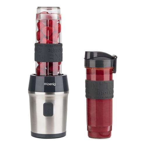 Mini Blender Smoothie Transportable Compact 570mL SMOO9 Sans BPA Puissant 300W, Mixeur à Smoothie 2 Bouteilles Portables, 4 Lames en Inox, 2 gourdes avec couvercles de voyage incluses-H.Koenig