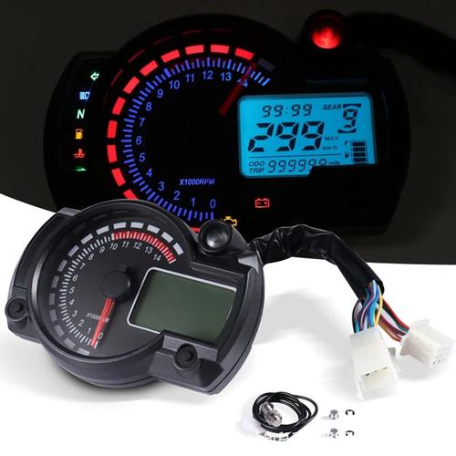 Compteur de Vitesse, Qiilu Instrument LCD Odometre Compteur Tachymetre  Jauge pour Moto (7 Colors)