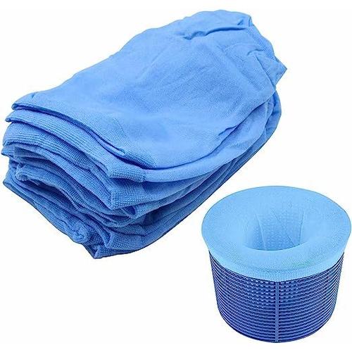 Chaussettes Skimmer Piscine Pool Socks - 10 Pièces Bleues durables en Nylon élastique pour Panier, Filet filtres, Feuilles, Pollen, Insectes, Tissu d'écumeur Peuvent Emprisonner Pollen, Cheveux