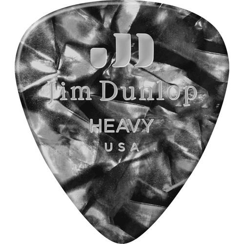 Dunlop 483p02h - Genuine Celluloid Classic - Player's Pack De 12 Médiators - Perloid Black - Heavy
