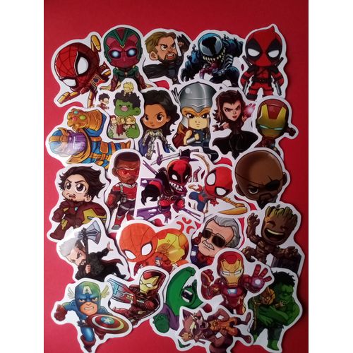 Lot De 26 Stickers Super Héros Marvel Avengers Spiderman Iron Man Hulk Thor Captain America