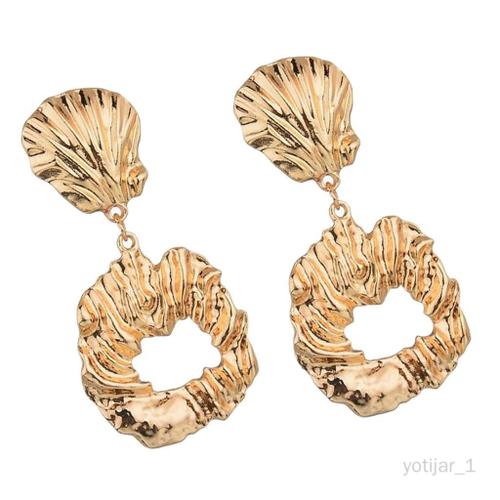 Yotijar Boucles D'oreilles Punk Géométriques Coquillage Pendentif Or/ D'or