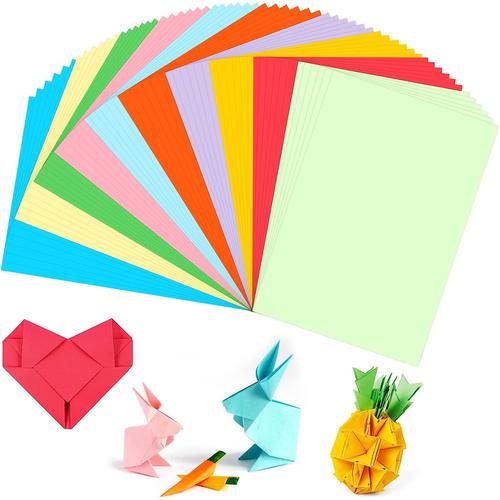 100 A4 papier couleur feuilles cartonnées couleur A4 cartes colorées Papier  Cartonné Coloré 210x297mm feuilles de papier origami couleurs en 10 coloris  différents