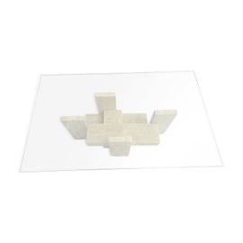Table Basse Sculpturale En Travertin Avec Plateau Rectangulaire En Verre Par Willy Ballez 1970s Beige