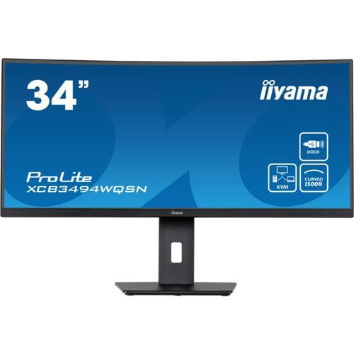 iiyama ProLite XCB3494WQSN-B5 - Écran LED - incurvé - 34 - 3440 x 1440  UWQHD @ 120 Hz - VA - 300 cd/m² - 3000:1 - 0.4 ms - HDMI, DisplayPort,  USB-C - haut-parleurs - noir mat