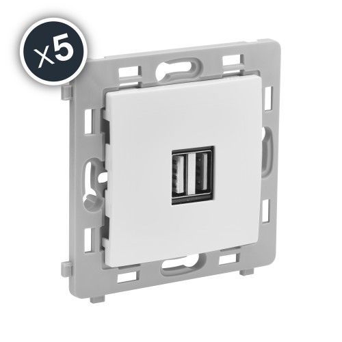Prise USB double - blanc - boîte de 5 - Caly DEBFLEX