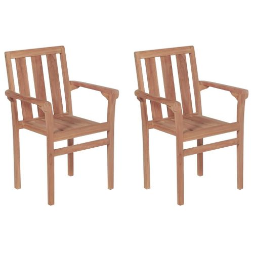 Prolenta Premium - Chaises Empilables De Jardin 2 Pcs Bois De Teck Solide