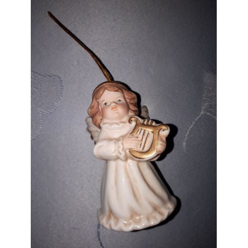 ange musicien avec lyre - décor de Noël en porcelaine