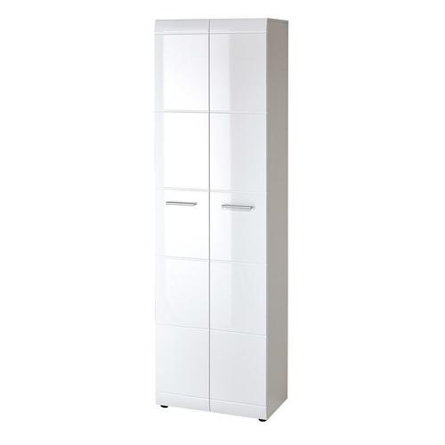 Armoire Penderie 2 Portes 59x37x197 Cm Blanc Brillant - Aaron