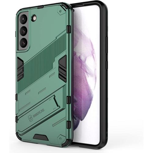 Coque Pour Samsung Galaxy S22+ 5g Avec Béquille [Qualité Militaire Anti-Chute Protection] [Fonction De Support De Voiture Magnétique] Housse Étui Pc Et Tpu, Vert