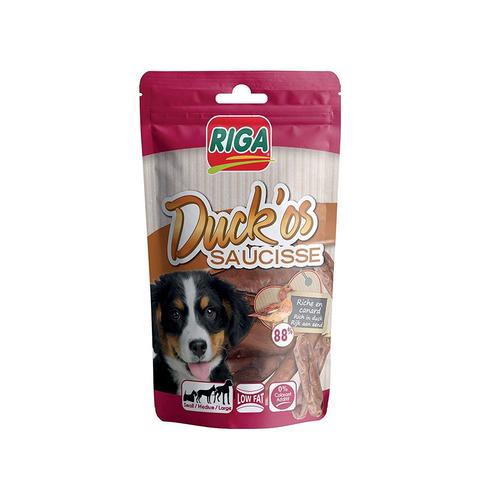 Riga - Duck Os Saucisse - Friandise Pour Chien Au Canard - Friandise Riche En Protéines - Sans Colorants Ni Additifs - Paquet De 90g