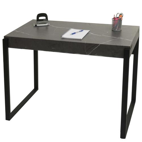 Bureau Hwc-L53, Table D'ordinateur De Bureau, Métal 100x54cm   Aspect Marbre Gris