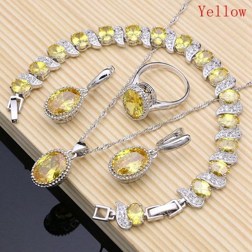 Ensemble De Bijoux En Argent 925 Naturel Pour Femmes,Pierres De Naissance Rouges,Boucles D'oreilles,Pendentif,Collier,Bague,Bracelets,T055
