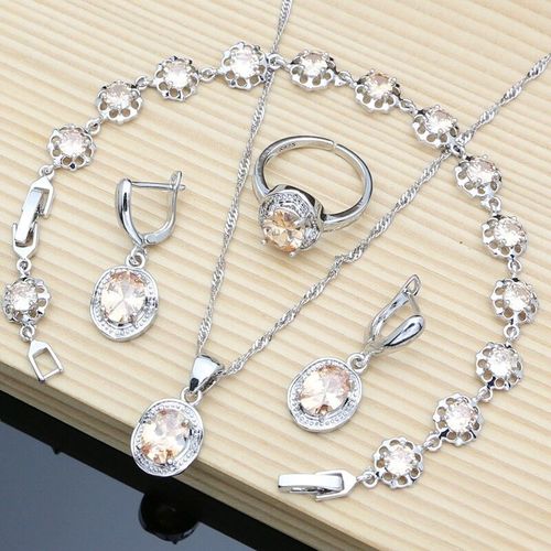 Ensemble De Bijoux En Argent 925,12 Couleurs De Pierres Précieuses Obsidienne Noire,Boucles D'oreilles,Bracelet,Bague Redimensionnable,Collier