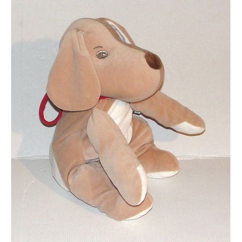Doudou Chien Range Pyjama Collier Rouge Sucre D'orge Peluche Animal 41 Cm