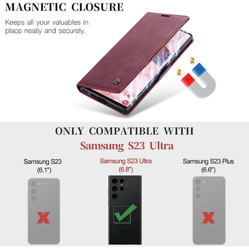 Coque pour Samsung Galaxy S23 5G - Portefeuille Rabat Clapet Aimanté - Rose