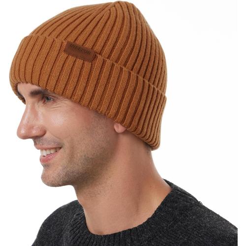 Bonnet Hiver Homme Femme Laine Mérinos Beanie Hat Tricoté Chapeau Unisexe Doublé Polaire Court Chaud Doux Confortable