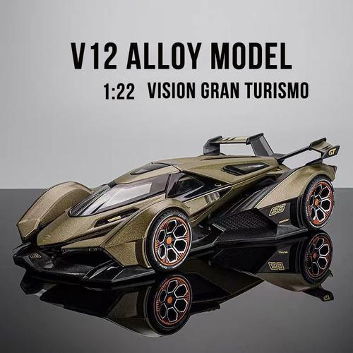 1:22 V12 Gt Vision Gran Turismo Alloy Concept Sports Car Model Diecasts Metal Sound And Light Simulation Toy Car Model Kids Gift