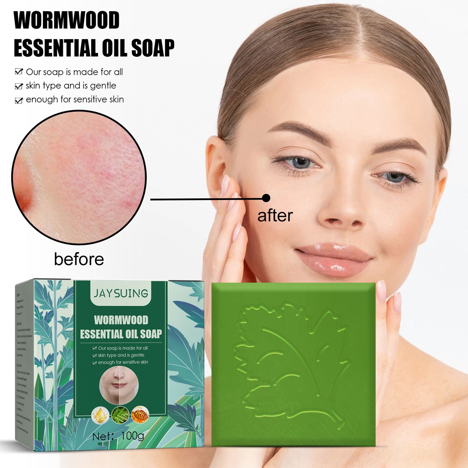 Savon Nettoyant Pour Le Visage En Barre D'absinthe, Pour Tou... - 3