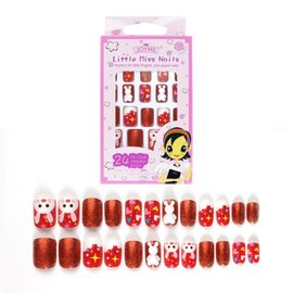 24 Pièces De Faux Ongles Détachables, Couverture Complète, Bricolage Enfants, Patchs De Faux Ongles Mignons 