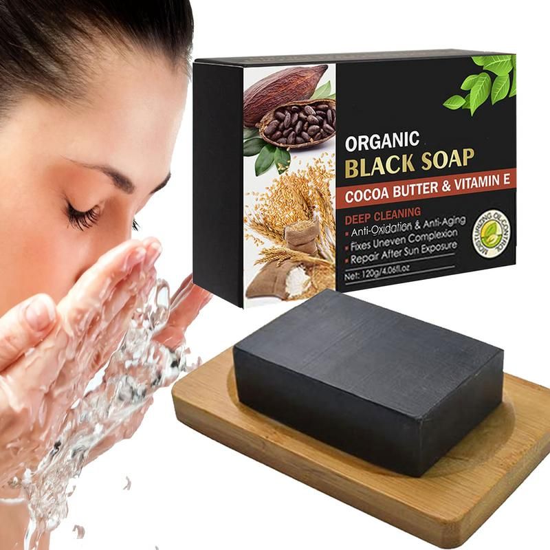 Savon En Barre Noir Riche En Vitamine E, Nettoyage En Profon...