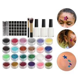 Poudre Flash Diamant Scintillante Pour Tatouage Temporaire, 45 Pièces, 125 Modèles De Couleurs, Ensemble D'outils D'art Pour Le Visage Et Le Corps Des Enfants 