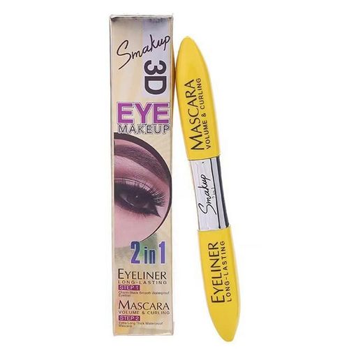 Mascara À Cils 2 En 1, Double Tête En Fiber De Soie, Plus Épais, Étanche, Eyeliner, Brosse À Cils, Noir 