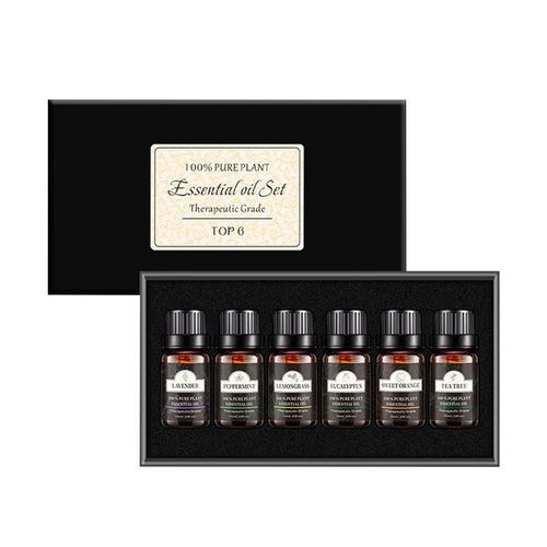 Kit D'huiles Essentielles, Lot De 6, 0.42oz, Dissolvant Dans L'eau, Naturelles, Pour Diffuseur, Humidificateur, Aromathérapie 