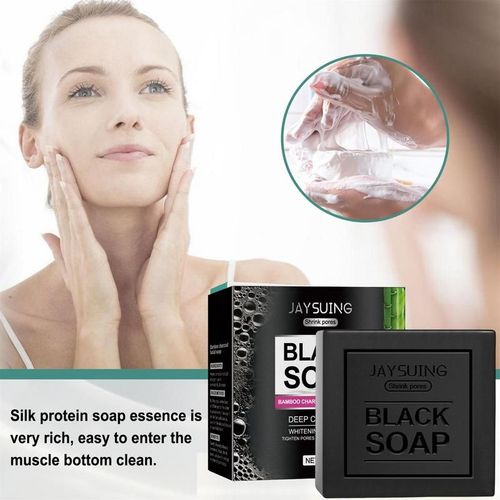 Savon Au Charbon De Bois Pour Le Visage Et Le Corps, Blanchissant, Transparent, Élimine L'acné, Nourrit En Profondeur, Nettoyant, Infusé Avec Du Charbon De Bambou 