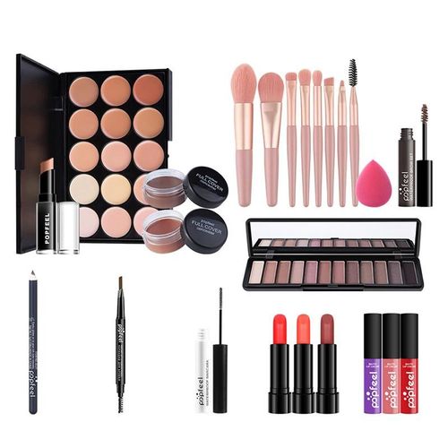 Palette De Maquillage, 24 Pièces, Fard À Paupières, Poudre, Bâton À Lèvres, Kit Cosmétique, Primaire Pour Les Yeux, Brillant À Lèvres Étanche, Coffret Cadeau 