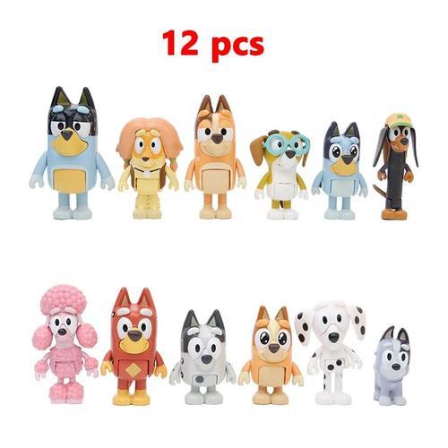 Lot 12 Figurines Bluey Dessin Animé Cadeau Enfant Garçons Filles Noël Anniversaire Fête