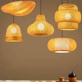Créatif Lustre Salle A Manger Moderne Japonais Lampe en Bambou