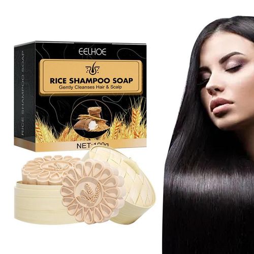 Shampooing En Barre De Riz Naturel, Savon Pour Cheveux Raides, Bouclés Et Ondulés, Anti-Perte De Cheveux, Croissance Rapide, Soins Hydratants 