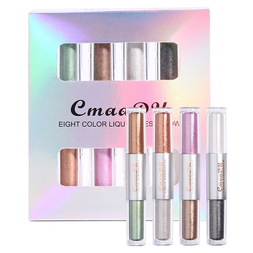 Ombre À Paupières Métallique À Paillettes Liquides, Finition Multidimensionnelle À Fort Impact, Scintillante, 8 Couleurs, Double Tête, 4 Pièces 