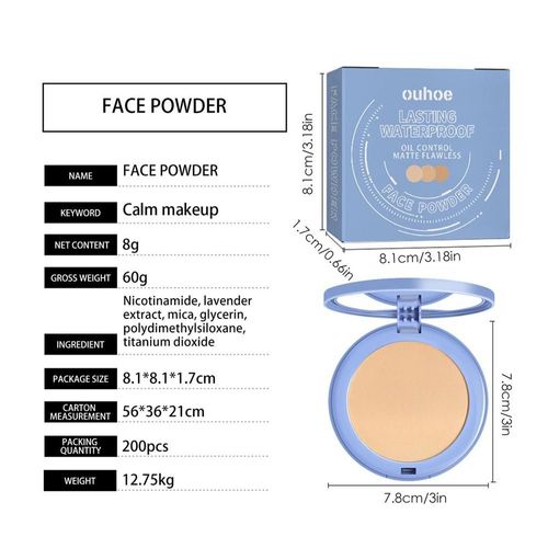 Poudre De Maquillage Pour Le Visage Mat, Tenue Longue Durée Et Imperméable, À Pression, Texture Légère, Tous Types De Peau, Pour Femmes 