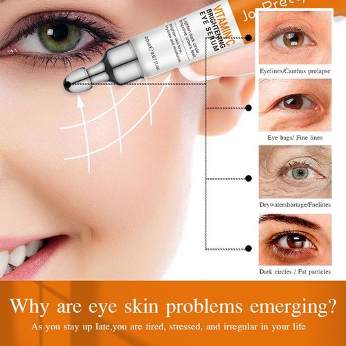 Crème Éclaircissante Pour Les Yeux À La Vitamine C, 20ml, Essence, Crème Hydratante Et Dessalinante Pour Les Ridules Et Les Cernes 