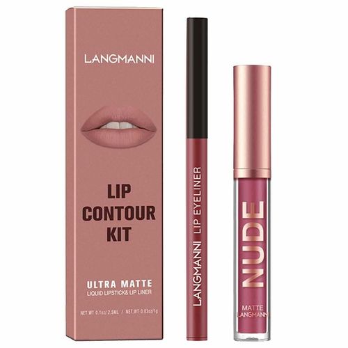 Ensemble De Rouge À Lèvres Sexy Jules Liner, Rouge À Lèvres Velours Nude, Brillant Rouge, Imperméable, Cosmétiques Longue Durée, 2 Pièces 