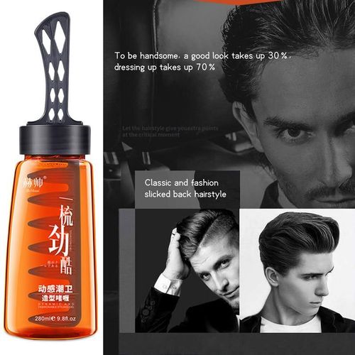 Gel Coiffant Pour Hommes, 2 En 1, Avec Peigne Large, Doux, Hydratant, Dure Longtemps, Tient Les Cheveux 