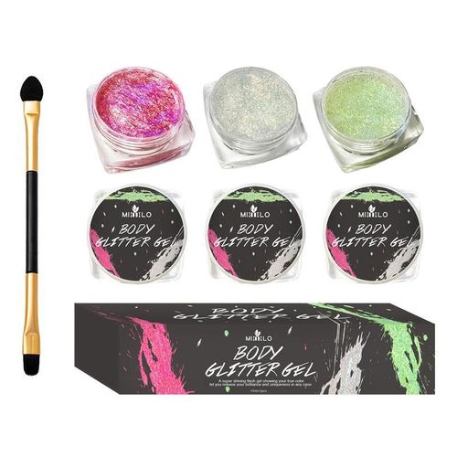 Gel À Paillettes Pour Le Visage Et Le Corps, 3 Couleurs, Collant, Léger, Imperméable, Pour Le Visage, Les Cheveux, Ombre À Paupières, Longue Durée 