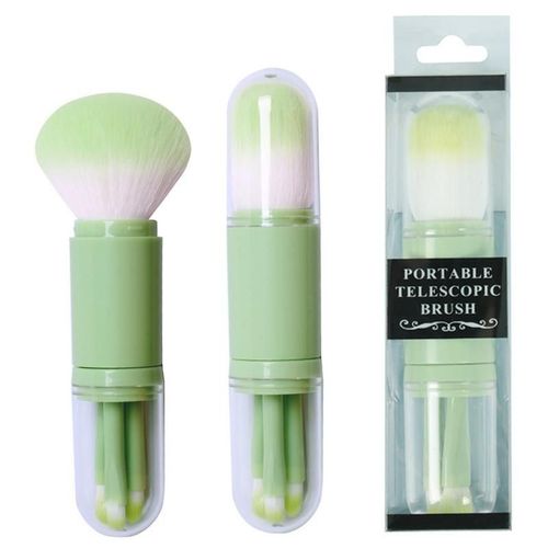 Brosse À Lèvres Portable De Voyage Télescopique 4 En 1, Ensemble De Pinceaux De Maquillage, Blush, Fard À Paupières, Poudre Libre, Cosmétiques Pour Les Lèvres 