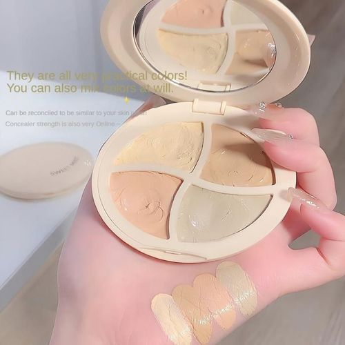 Correcteur De Joues À Double Coupe, Crème De Fond De Teint Noire Légère, Multi-Usage, Couverture Circulaire, Durable, Quatre Couleurs 